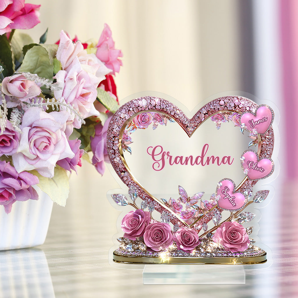 Grandma's Mom's Sweethearts - Personalized Grandma Custom Shaped Acrylic Plaque