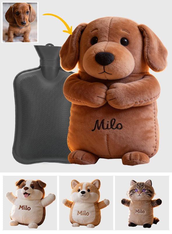 Love Dog - Personalized Dog Hot Water Bottle With Cover