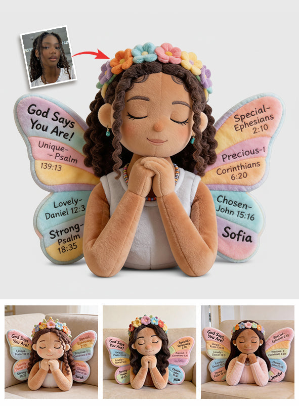 Gott sagt, du bist es – Personalisiertes Kissen in Form eines Afroamerikaners aus Kunstfell.