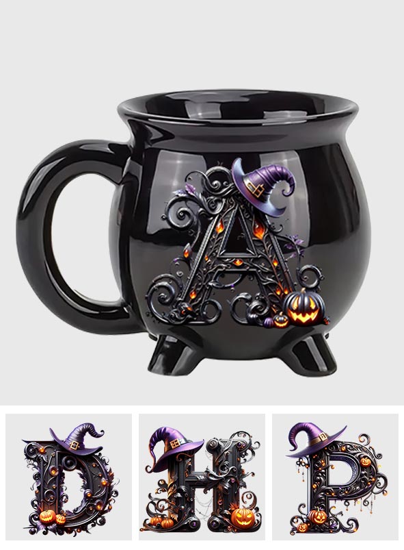 Witch Name Initial Letter - Personalized Witch Cauldron Mug
