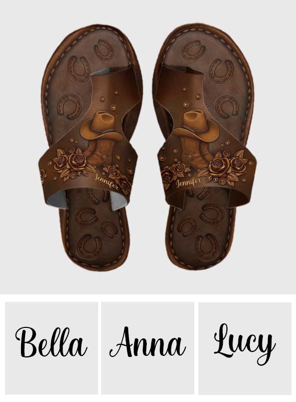 Cowgirl-Leben – Personalisierte Cowgirl-Sandalen mit offener Zehenpartie
