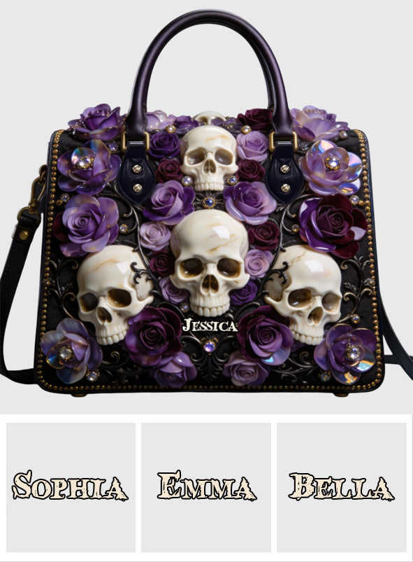 Skull And Roses – Personalisierte Totenkopf-Lederhandtasche