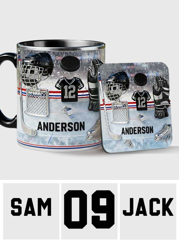 Love Ice Hockey - Personalized Hockey Accent Mug & Coaster