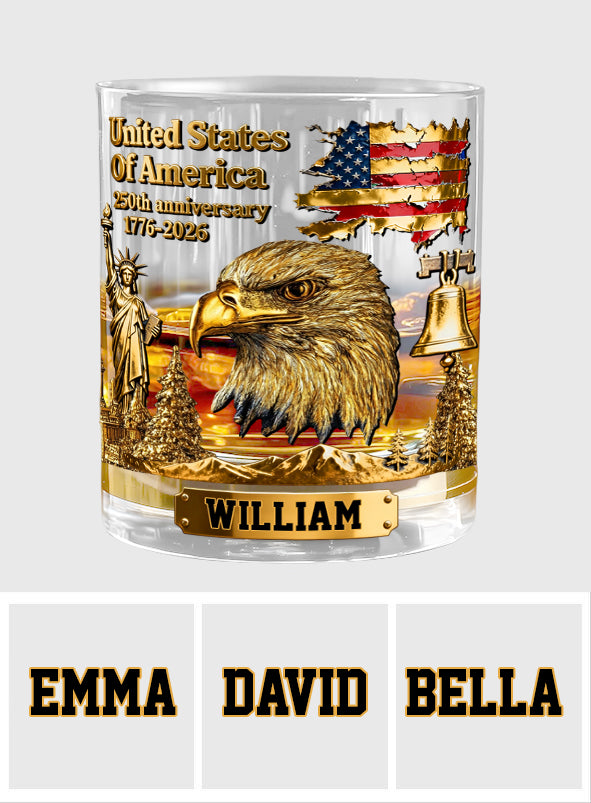 250th Anniversary - Personalized Bald Eagle Whiskey Glass