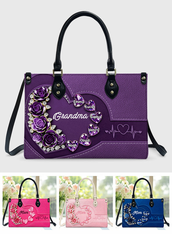 Best Mom Nana Grandma Mama Ever - Personalized Mother Leather Handbag