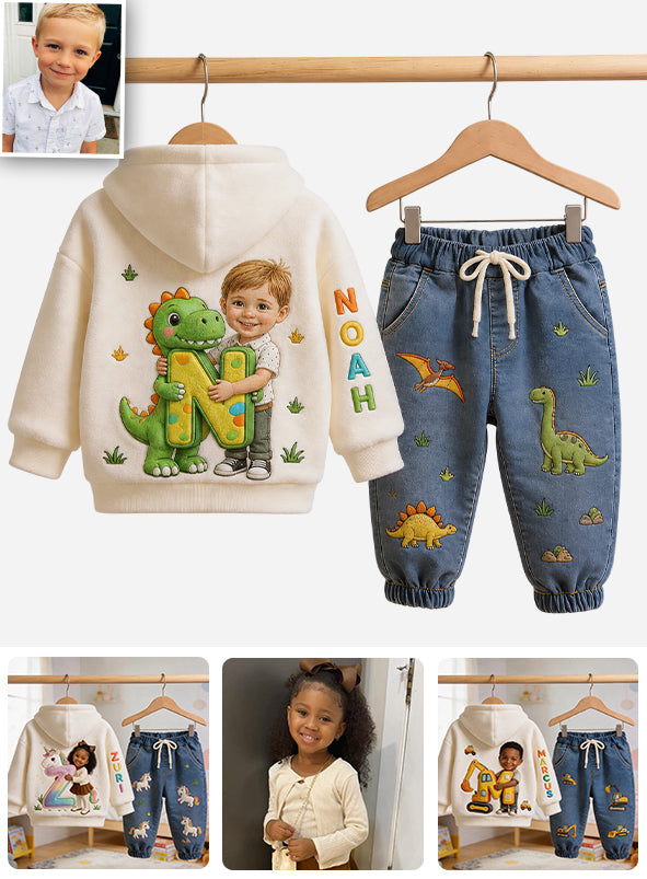 Any Photo, Any Theme Alphabet - Personalized Kid Kid Hoodie & Kid Jogger Sweatpants
