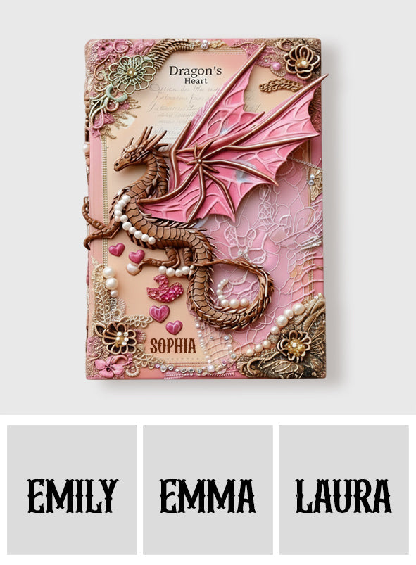 Cœur de Dragon - Carnet en cuir personnalisé avec dragon