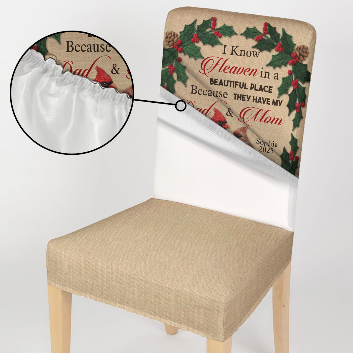 Heaven Is A Beautiful Place - Personalized Memorial Chair Cover Set