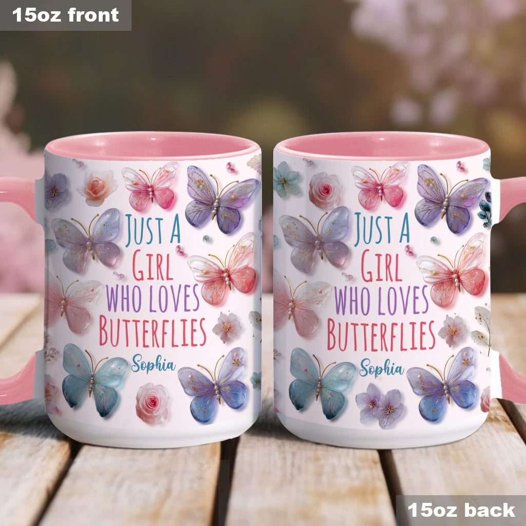 Just A Girl Who Loves Butterflies - Personalized Butterfly Accent Mug