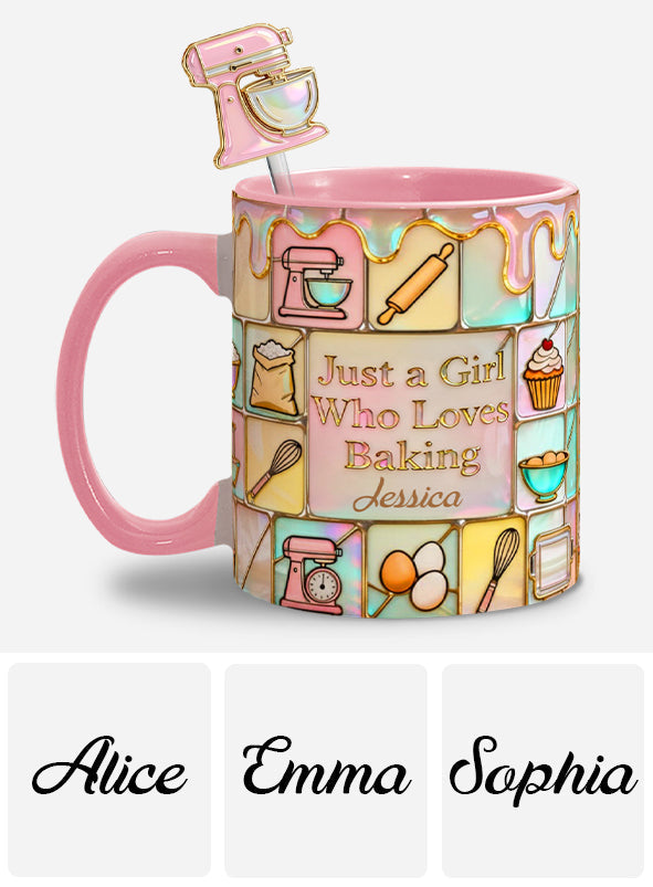 Juste une fille qui adore pâtisser - Mug personnalisé avec agitateurs en acrylique