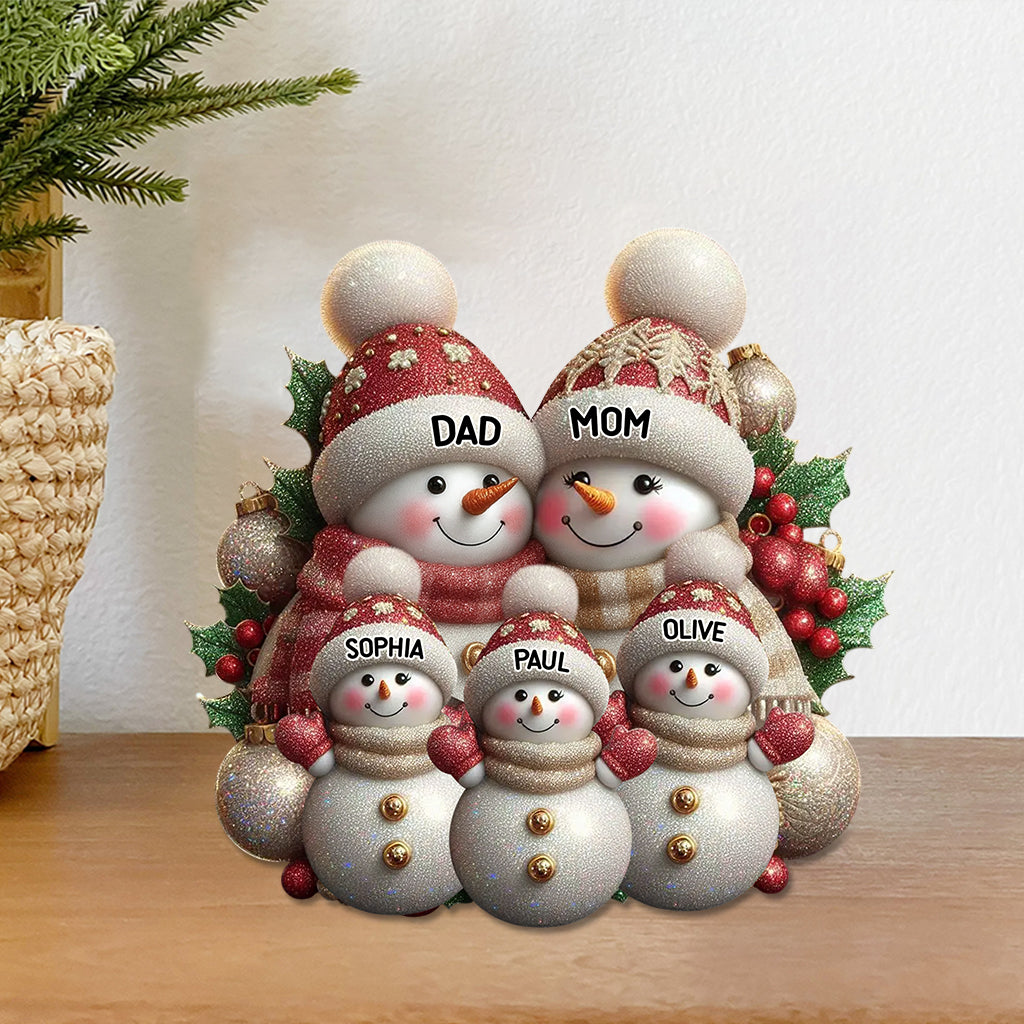 Merry Christmas Snowman - Personalized Family Custom Shaped Acrylic Plaque