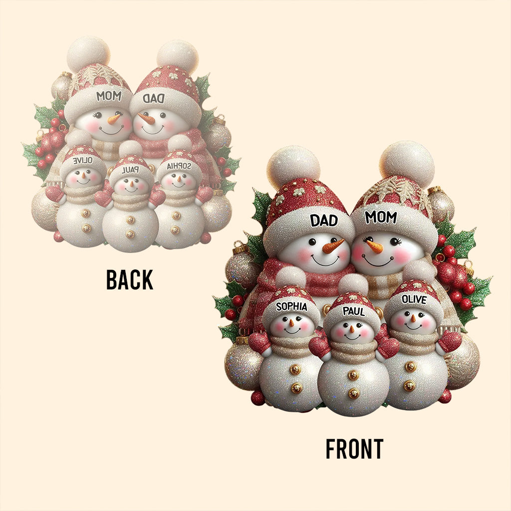 Merry Christmas Snowman - Personalized Family Custom Shaped Acrylic Plaque