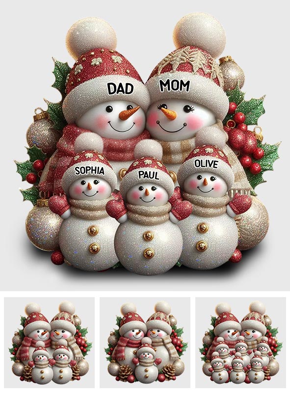 Merry Christmas Snowman - Personalized Family Custom Shaped Acrylic Plaque