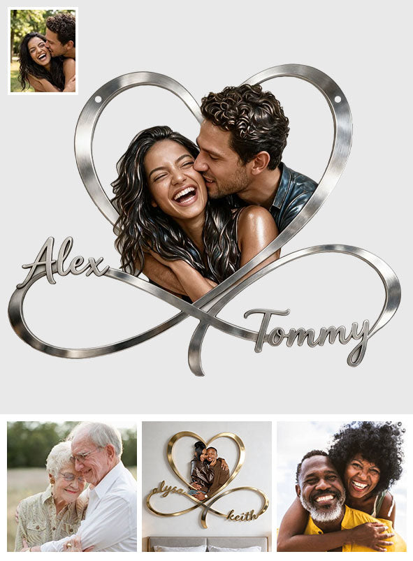Love You Infinite, Bedroom Decoration - Personalized Couple Cut Metal Sign