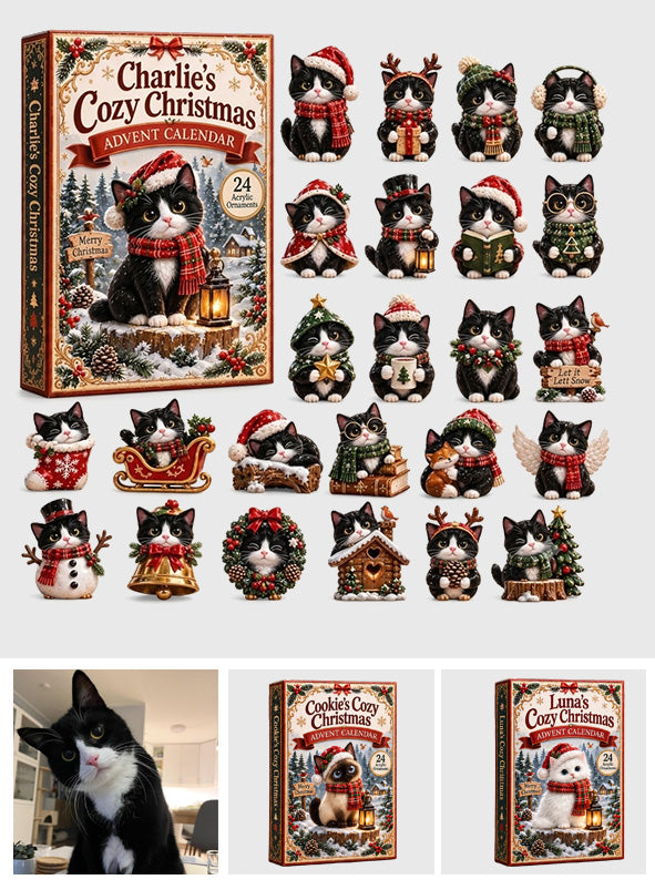 My Cozy Christmas - Personalized Cat Advent Calendar With 3D Collectibles