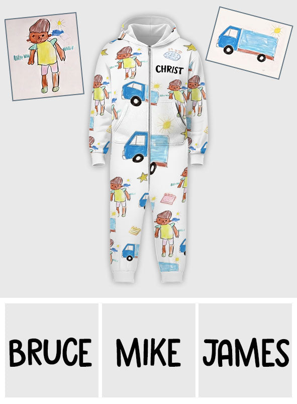 Kid Drawing Arts - Personalized Kid Hooded Jumpsuit
