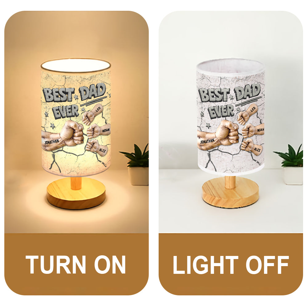 Best Dad Ever - Personalized Father Table Lamp with Wood Base