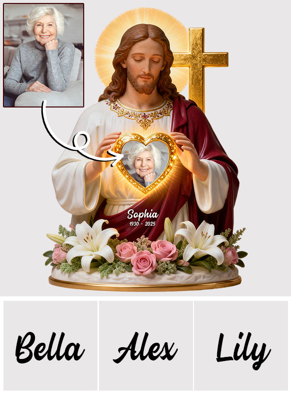 Dieu vous tient dans ses bras - Décoration de sapin lumineuse chrétienne personnalisée à LED