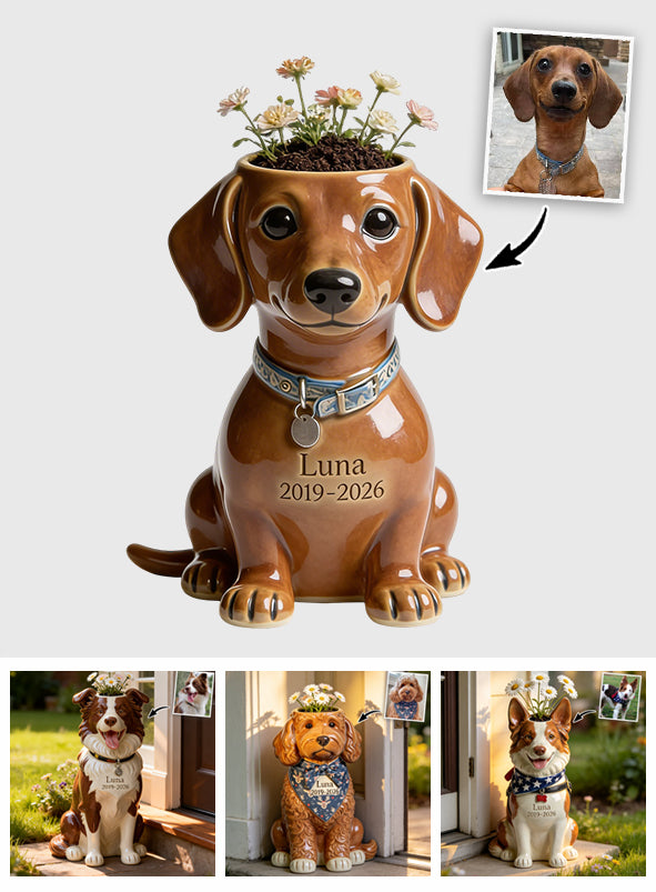 Pet Memorial Planter - Personalized Dog Acrylic Pot