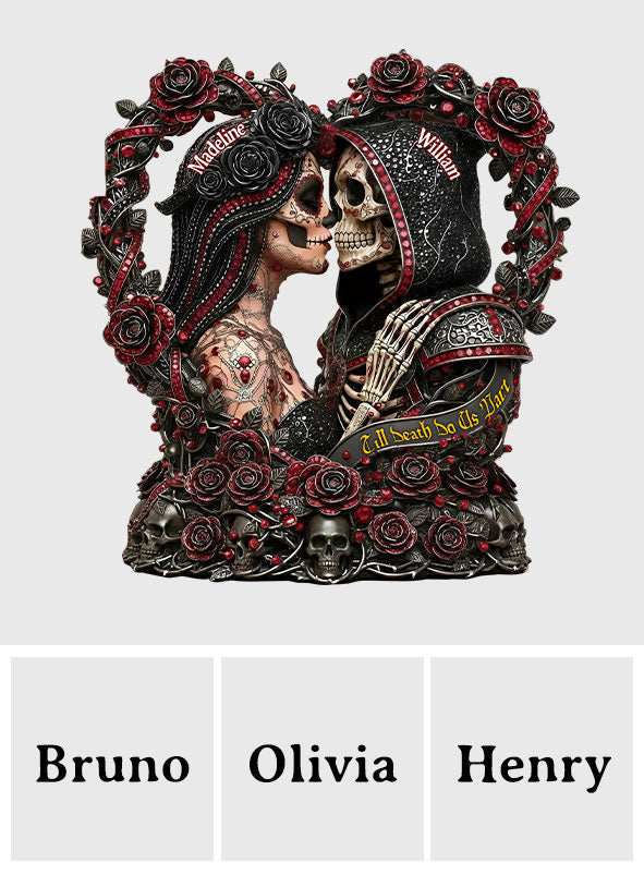 Sugar Skull Till Death Do Us Apart - Personalized Skull Custom Shaped Acrylic Plaque