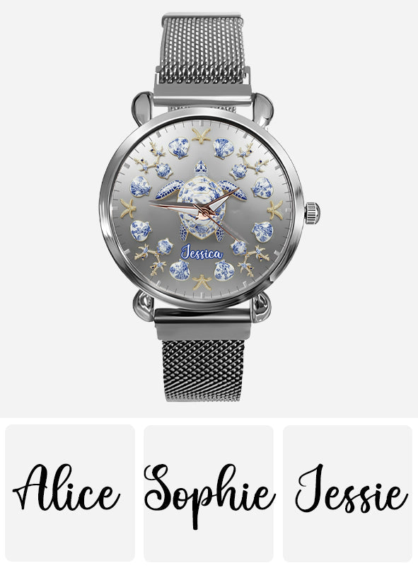 Toile De Jouy Turtle - Personalized Turtle Women Hand Watch