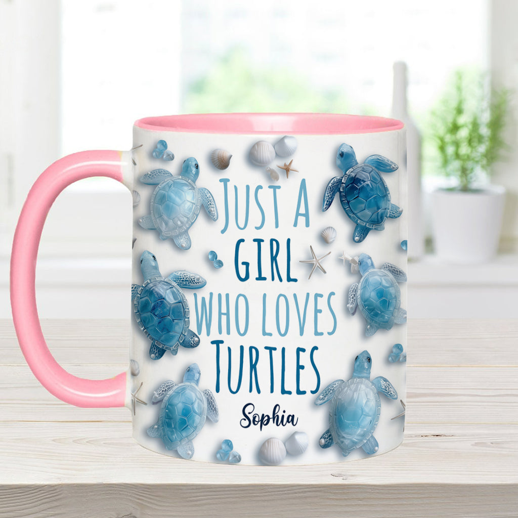 Just A Girl Who Loves Turtles - Personalized Turtle Accent Mug