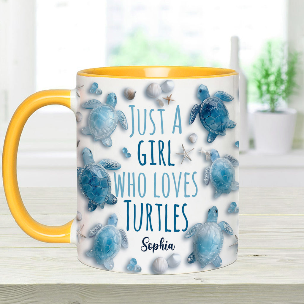 Just A Girl Who Loves Turtles - Personalized Turtle Accent Mug