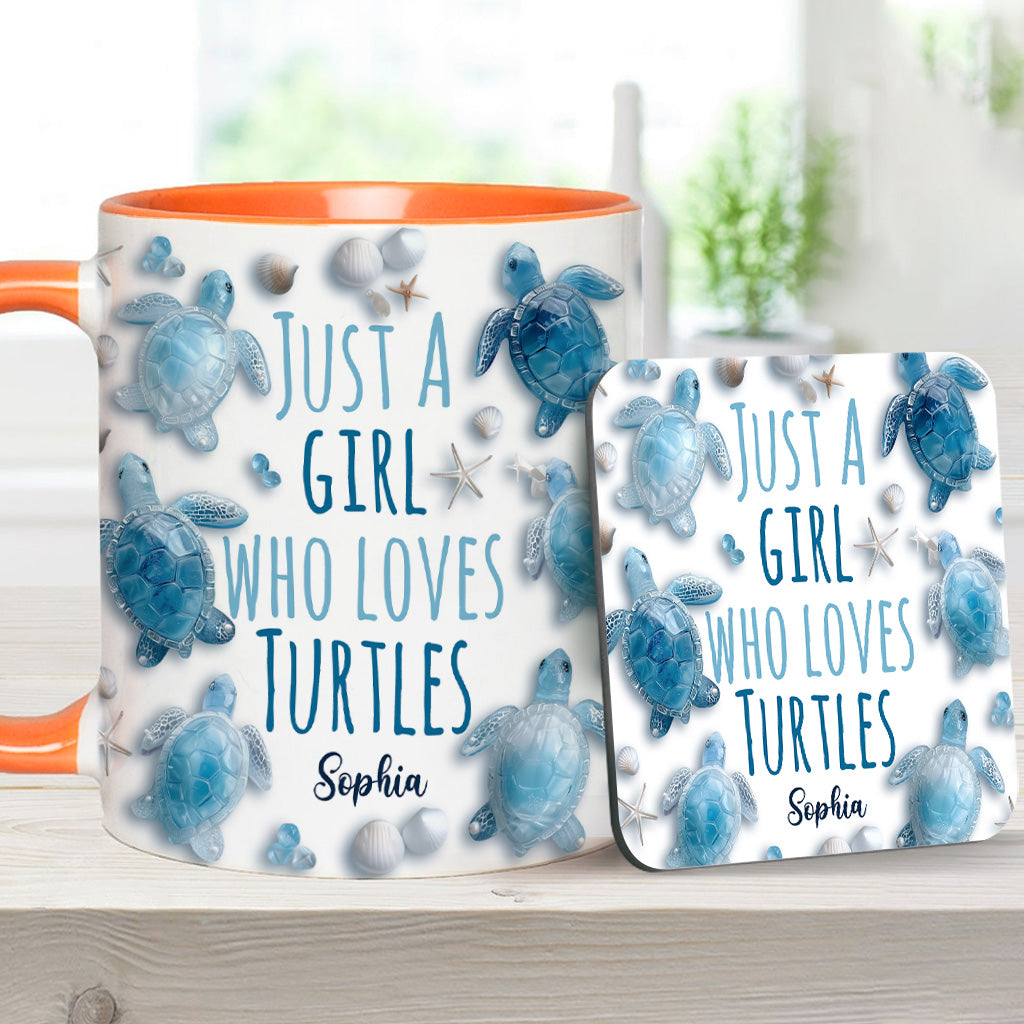 Just A Girl Who Loves Turtles - Personalized Turtle Accent Mug