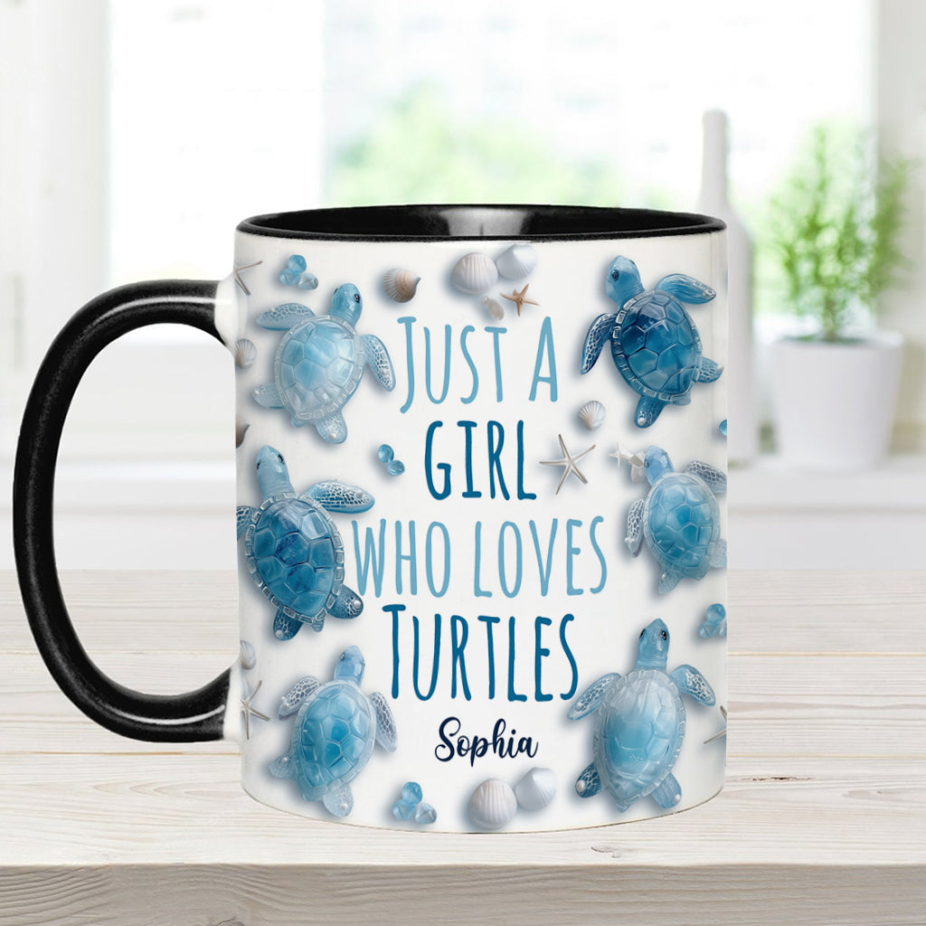 Just A Girl Who Loves Turtles - Personalized Turtle Accent Mug