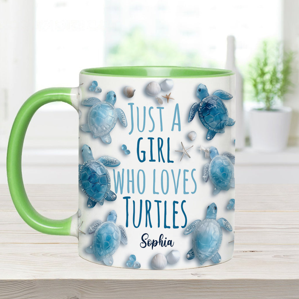 Just A Girl Who Loves Turtles - Personalized Turtle Accent Mug