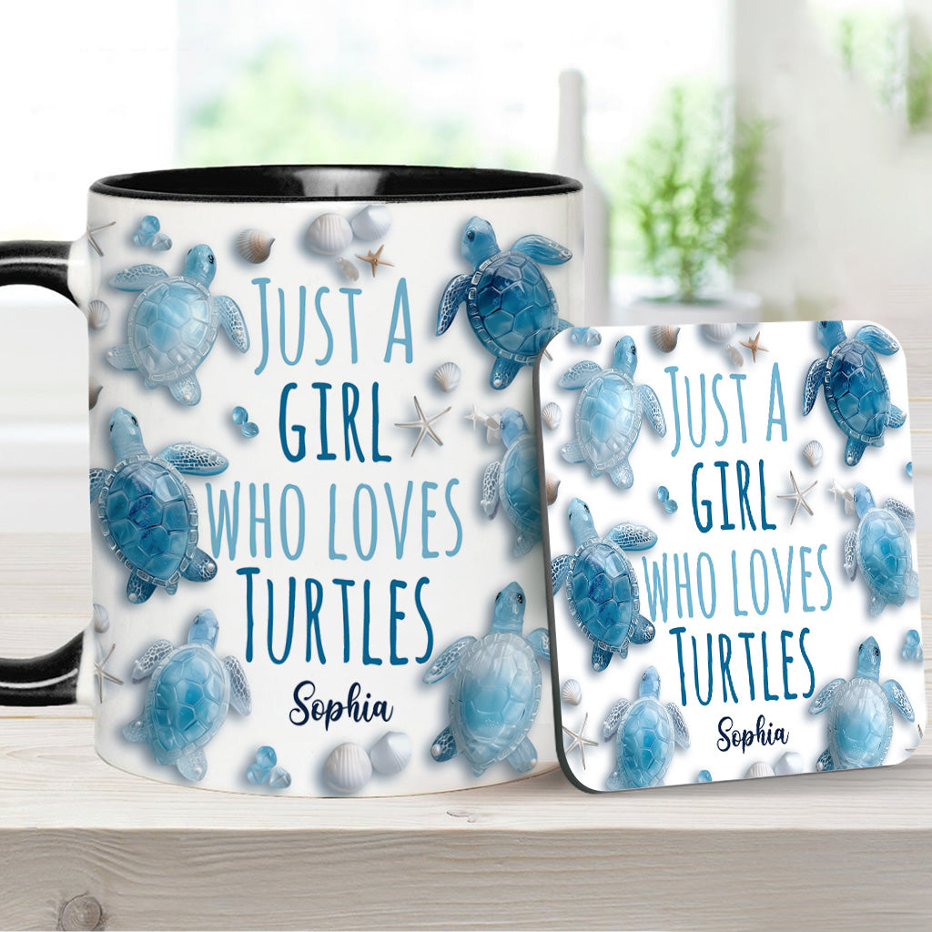 Just A Girl Who Loves Turtles - Personalized Turtle Accent Mug