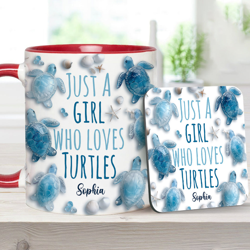 Just A Girl Who Loves Turtles - Personalized Turtle Accent Mug