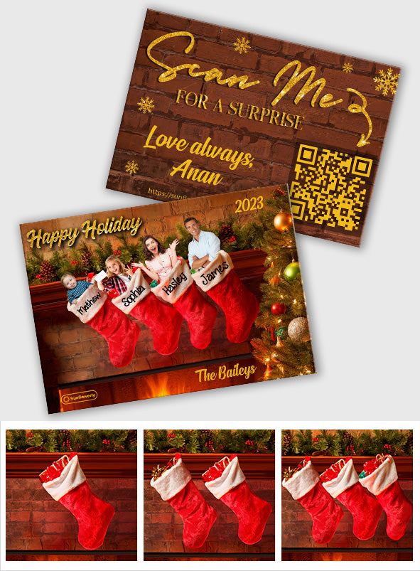 Merry Christmas Stocking Stuffers Photo Upload - Personalized QR Greeting Card