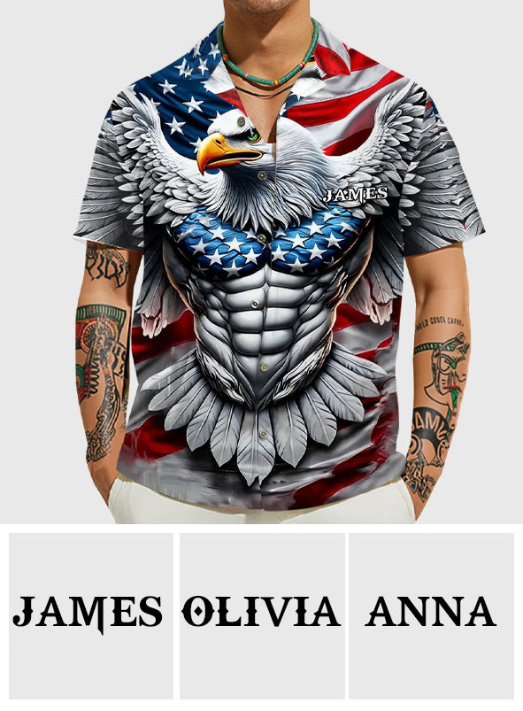 Patriotischer Adler – Personalisiertes Hawaiihemd mit Weißkopfseeadler