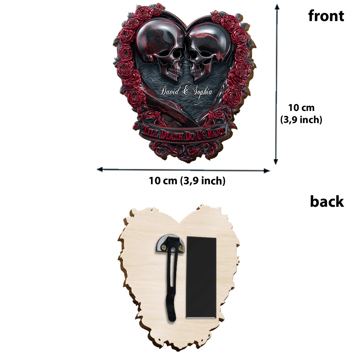 Till Death Do Us Part - Personalized Skull Shaped Car Visor Clip