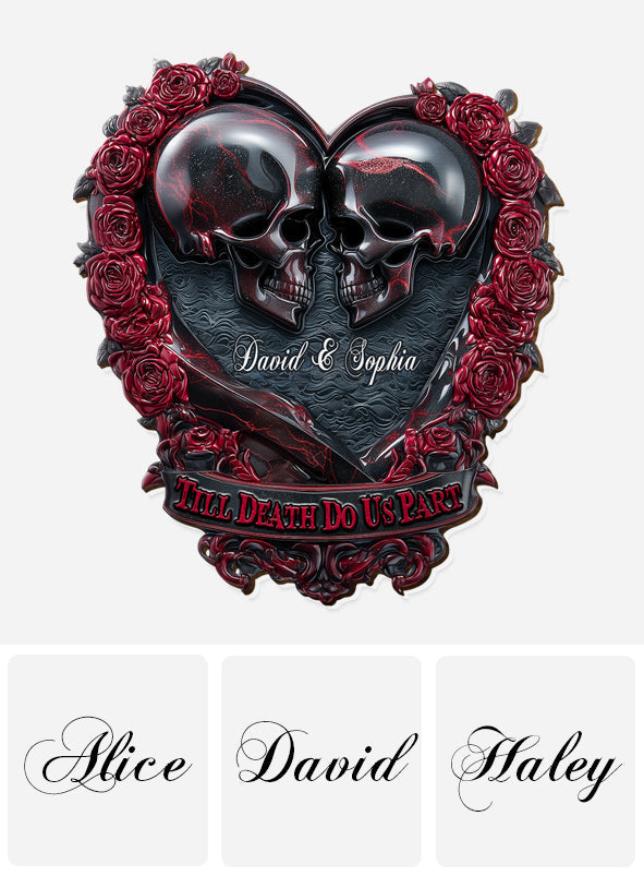 Till Death Do Us Part - Personalized Skull Shaped Car Visor Clip