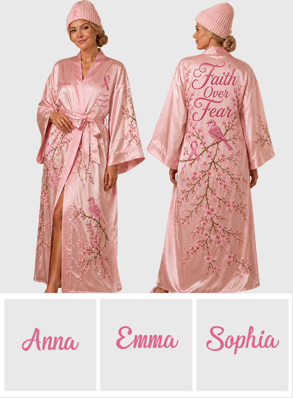 Breast Cancer Awareness - Personalized Breast Cancer Awareness Satin Robe
