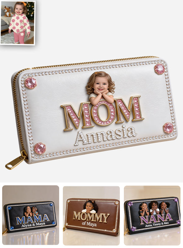 Geschenk zum Muttertag, individuell aus jedem Foto - Personalisierte Leder Geldbörse für Mütter