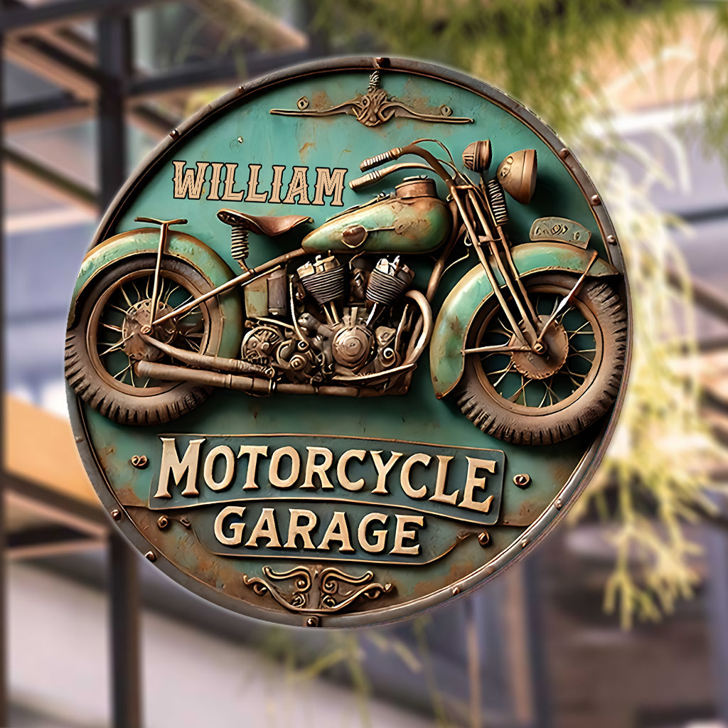 Motorcycle Lover - Personalized Biker Round Metal Sign