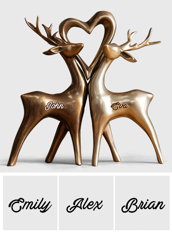 Anniversary Gifts Couple Deer - Personalized Couple Custom Shaped Wood Plaque