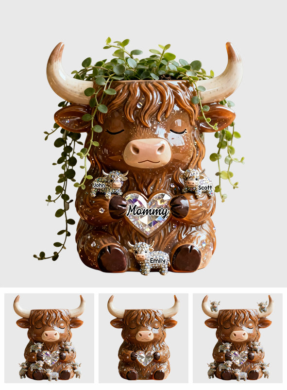 Farm Life - Personalized Highland Cow Custom Shape Acrylic Flower Vase