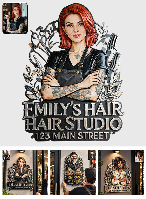 Meet The Owner - Personalized Hairdresser 3D Printed Cut Metal Sign