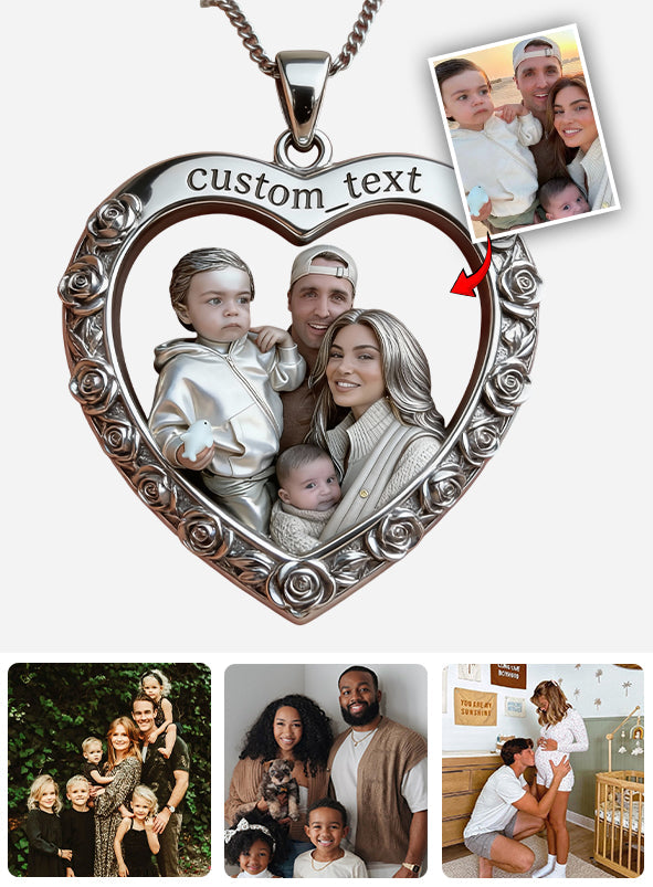 Best Family Ever - Personalized Family Shaped Metal Pendant Necklace