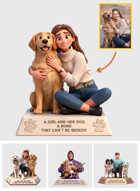 A Girl/Man And Her/His Dogs Custom From Any Photo - Personalized Dog Custom Shaped Acrylic Plaque