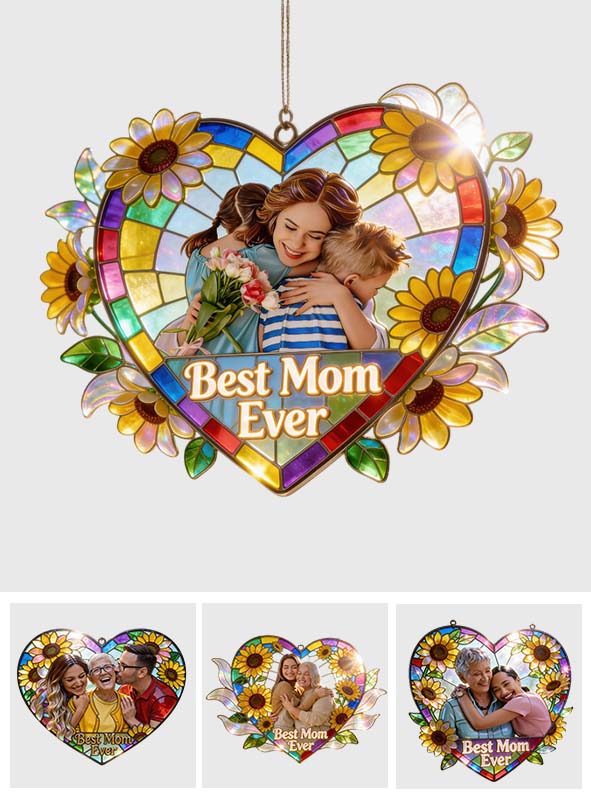 Love Grandma, Best Grandma Ever - Personalized Grandma Window Hanging Suncatcher Ornament