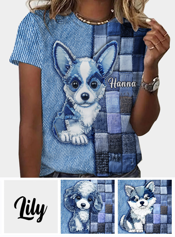 T-shirt personnalisé « J’adore le Pembroke Welsh Corgi » avec un chien.