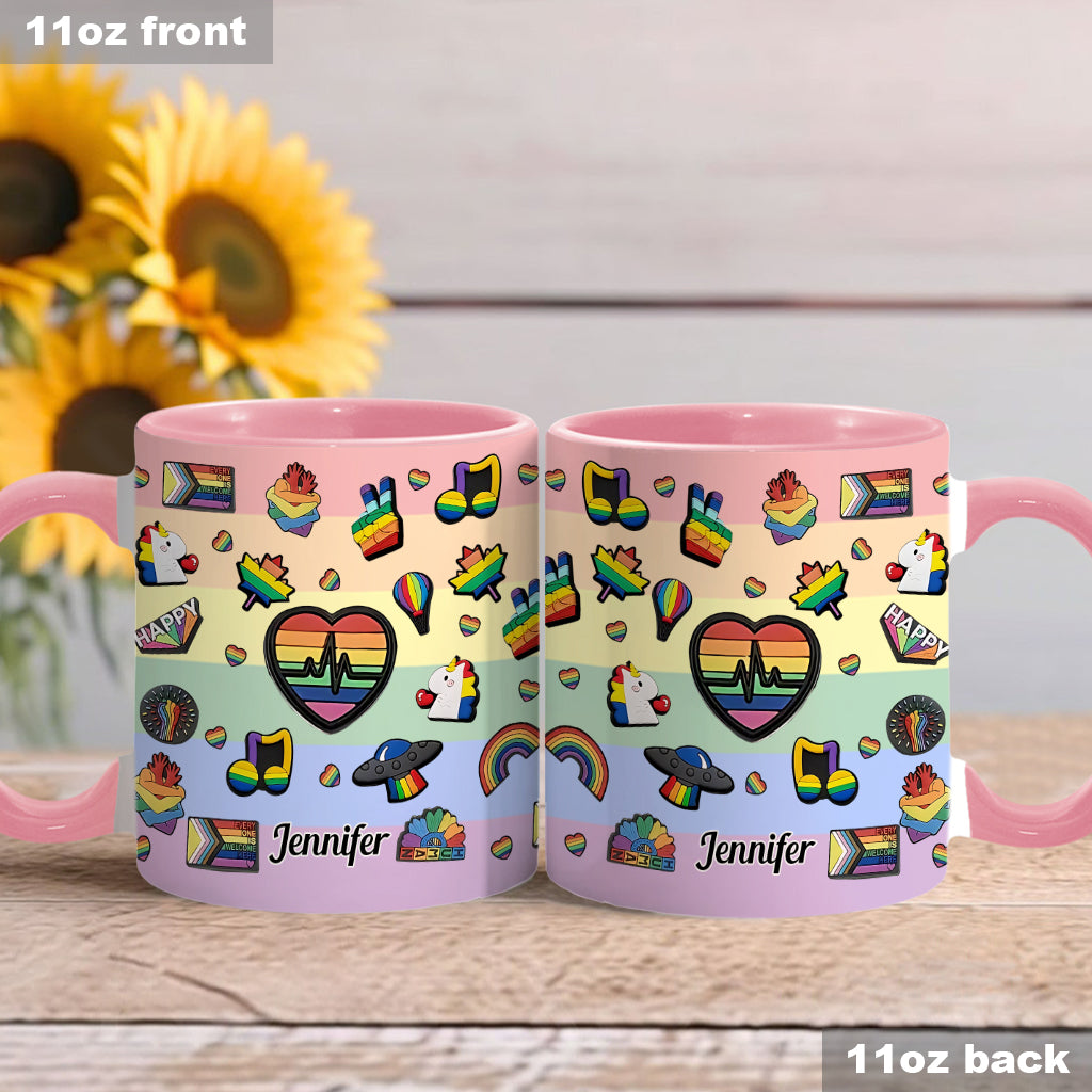 Pride Rainbow - Personalized LGBT Support Accent Mug