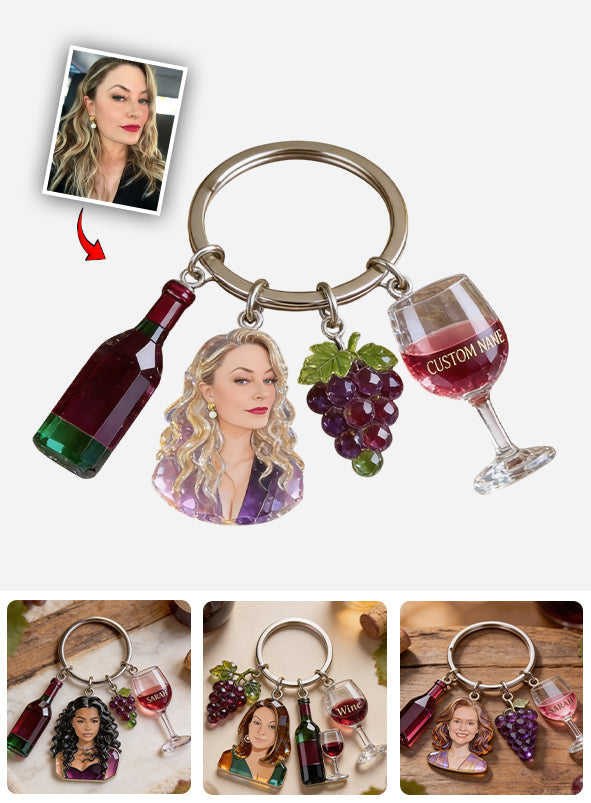 Love Wine - Personalized Wine Keychain With Charms