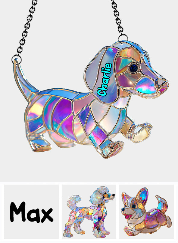I Love My Dog - Personalized Dog Window Hanging Suncatcher Ornament