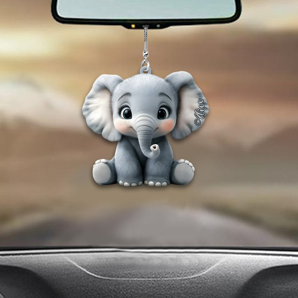 Cute Baby Elephant - Personalized Elephant Car Ornament